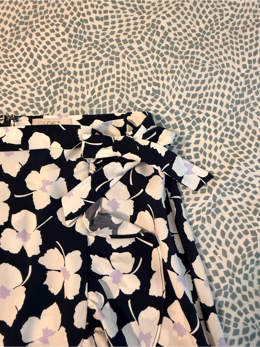 LOFT | Navy Floral Wrap Midi Skirt with Ruffle Hem - Picture 6 of 10